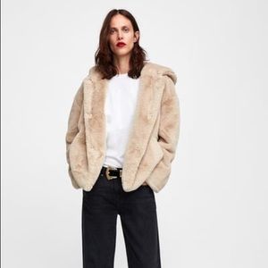 Zara Hooded Faux Fur Jacket